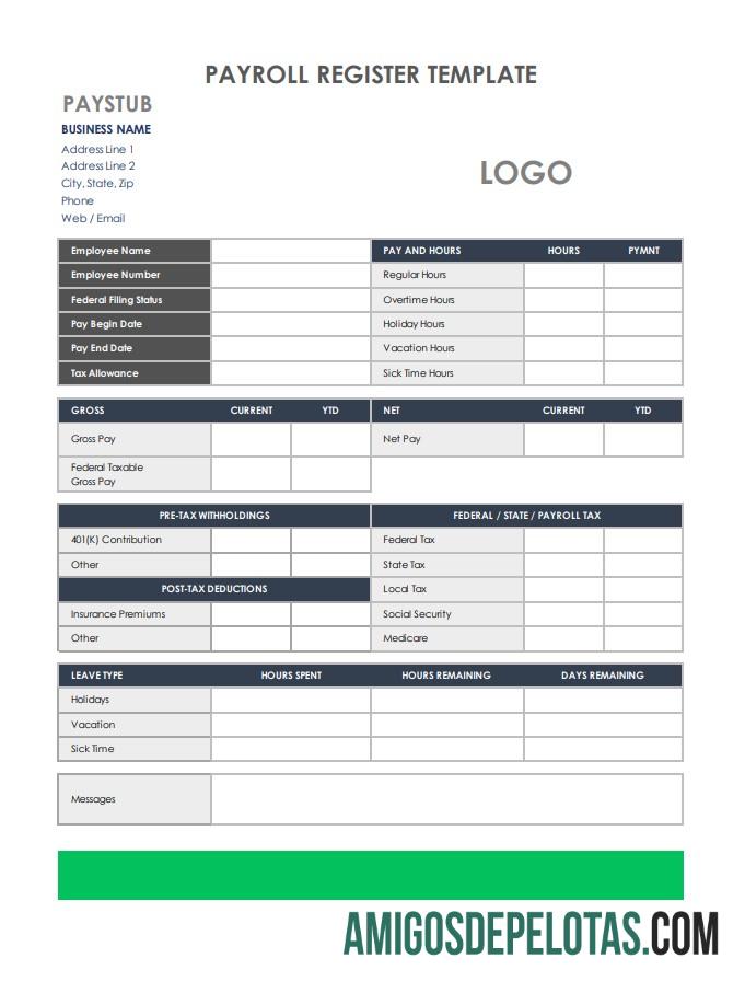 Para download Modelo de registro de folha de pagamento